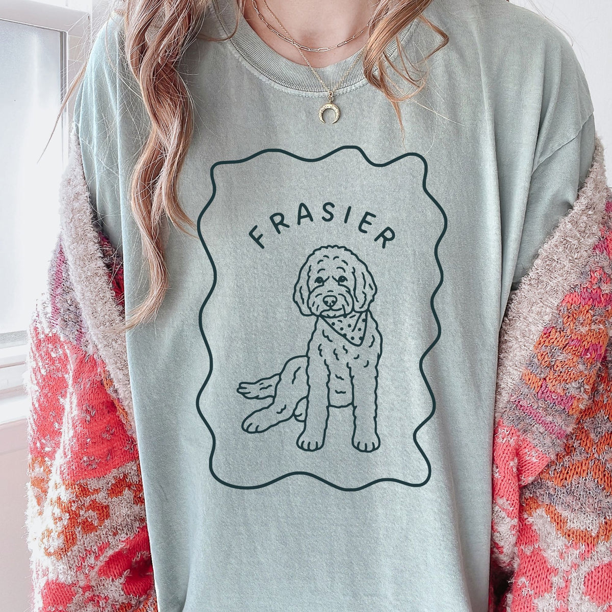 Custom Doodle Portrait T-Shirt — on model