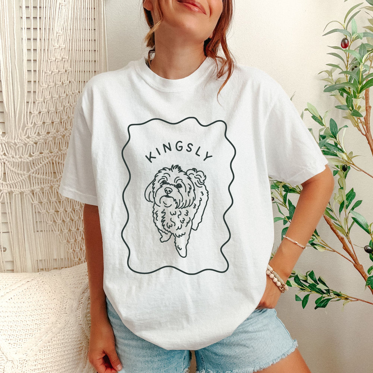 Custom Doodle Portrait T-Shirt — on model