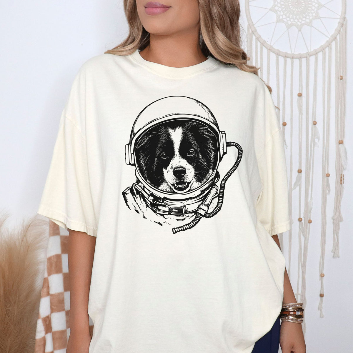 Custom Space Portrait T-Shirt — on model