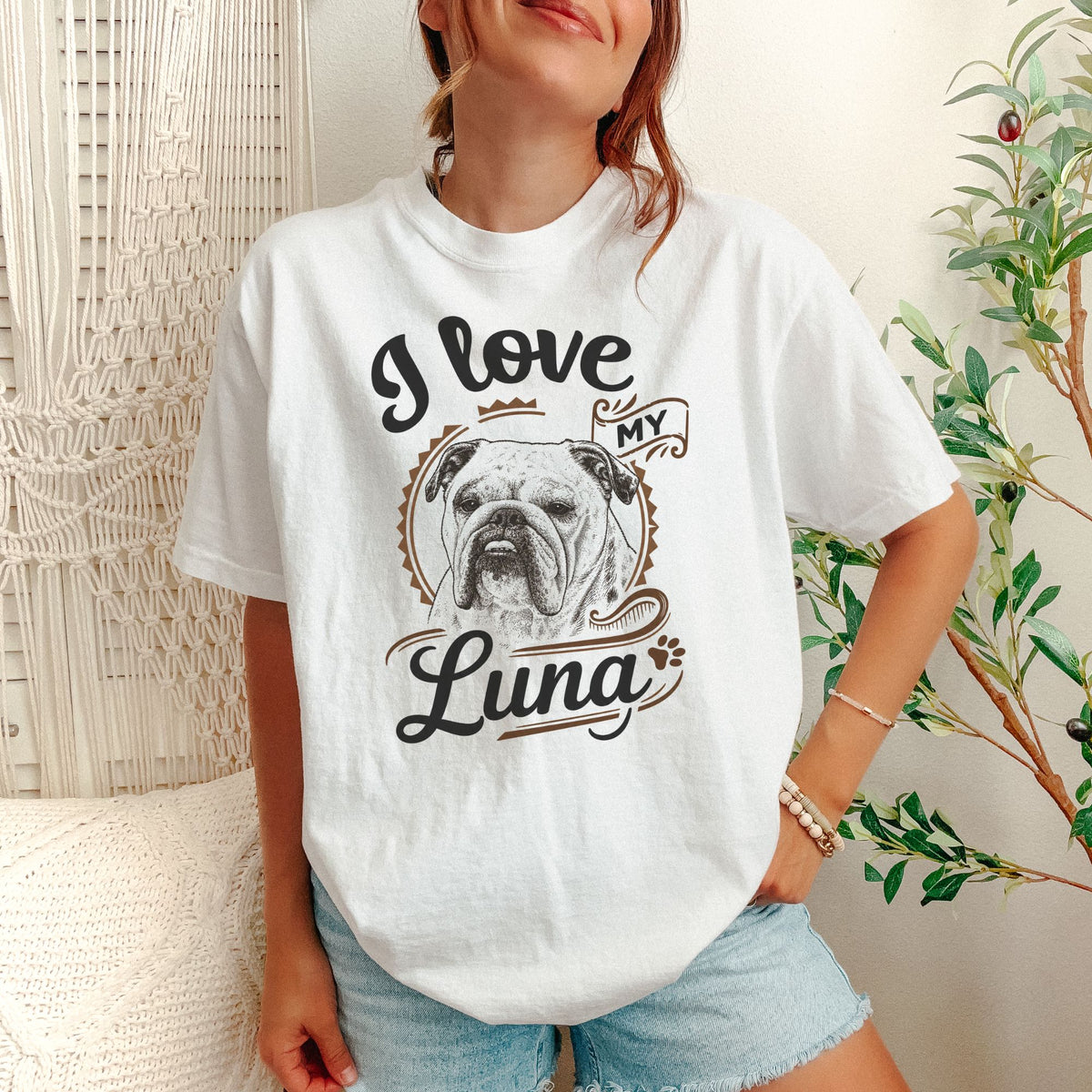 Custom Vintage Portrait T-Shirt — on model