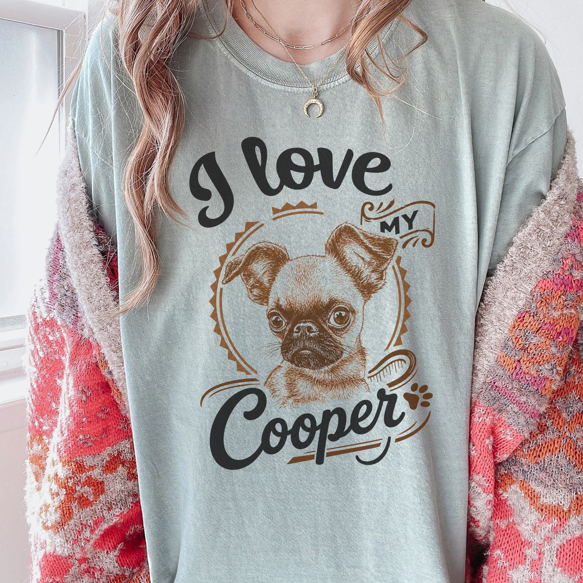 Custom Vintage Portrait T-Shirt — on model
