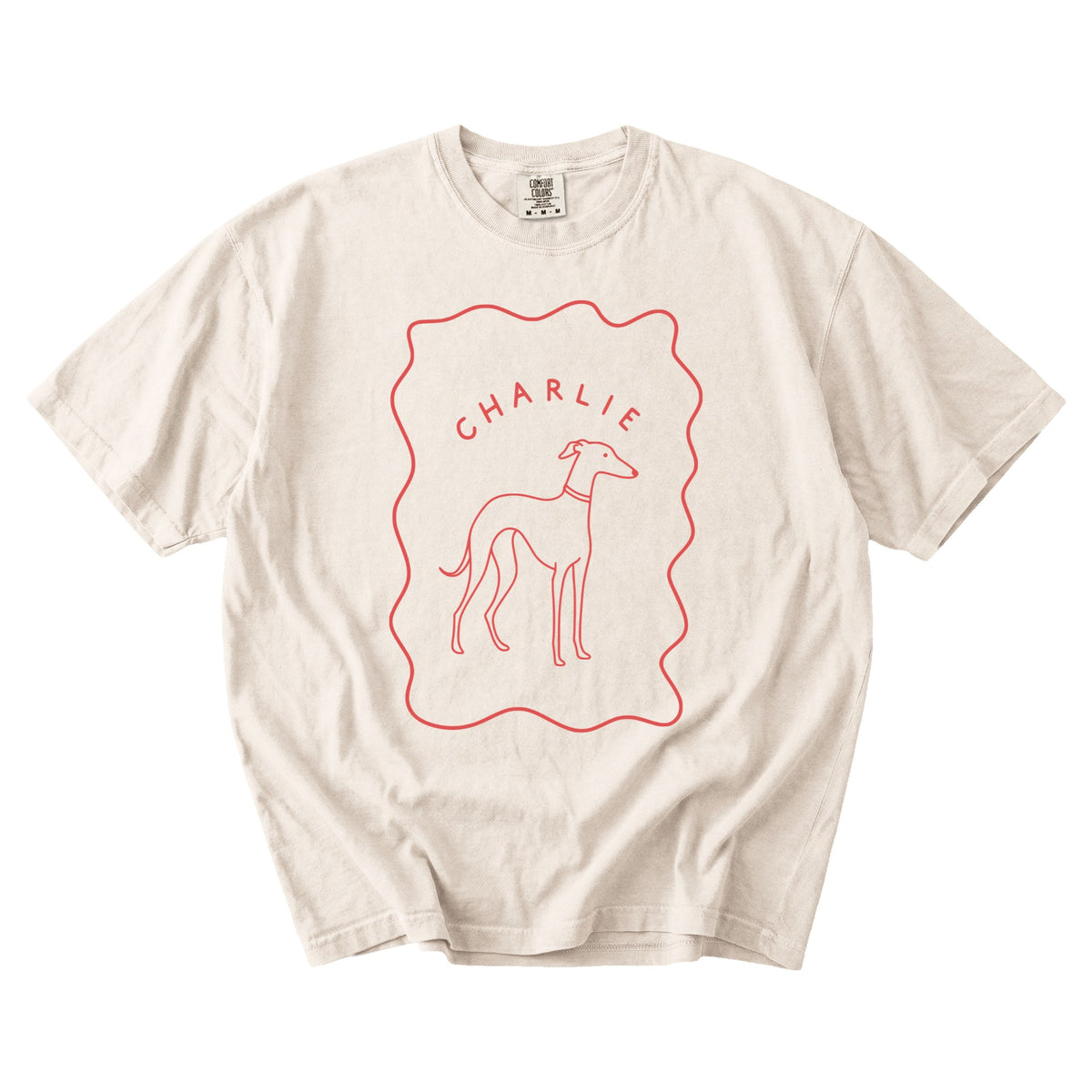 Custom Doodle pet portrait tee — flat mockup