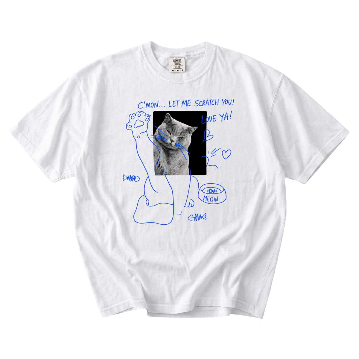 Custom Funny Cat portrait tee — flat mockup