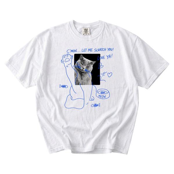 Custom Funny Cat portrait tee — flat mockup