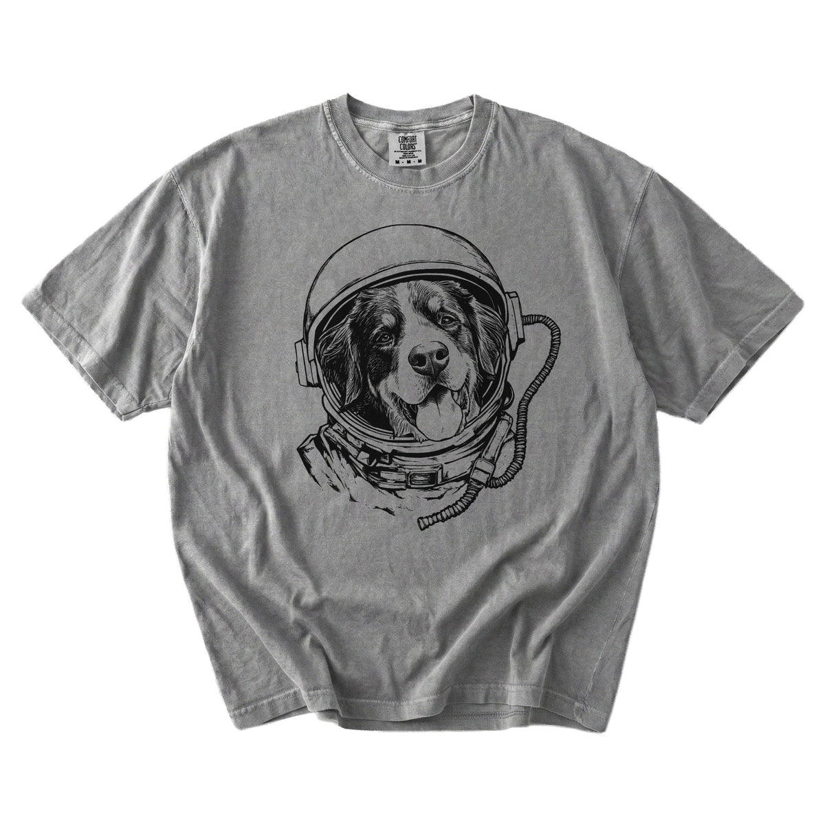 Custom Space pet portrait tee — flat mockup