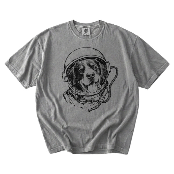 Custom Space pet portrait tee — flat mockup