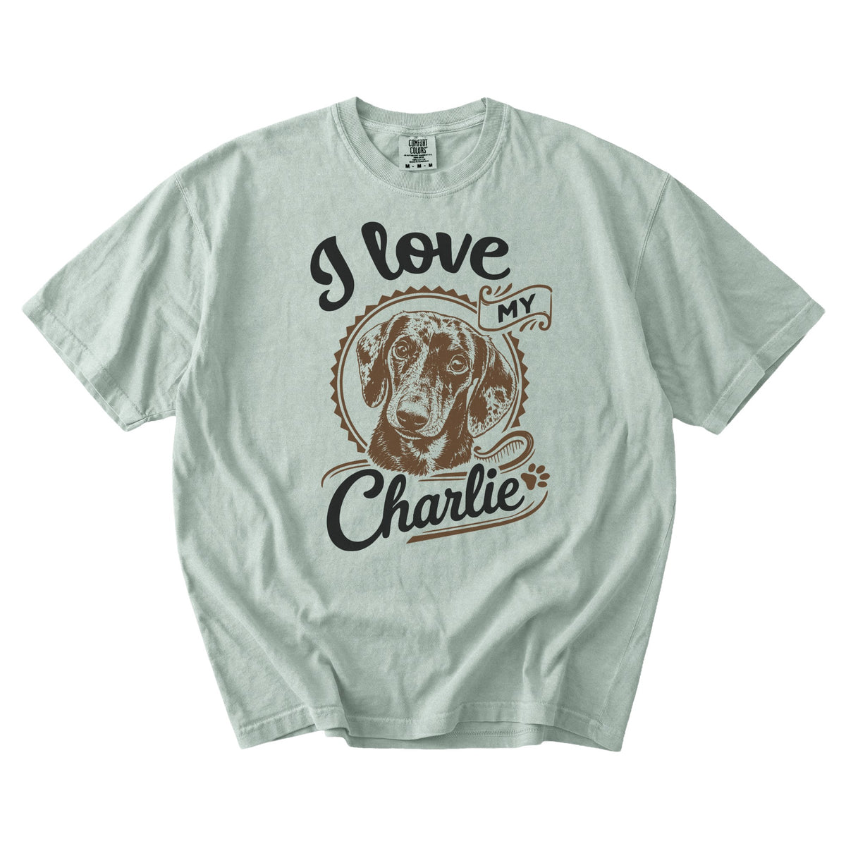 Custom Vintage pet portrait tee — flat mockup