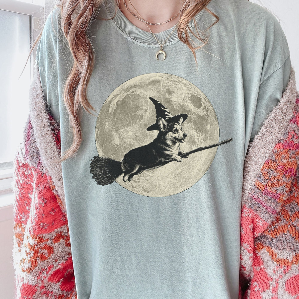 Corgi moon witch t-shirt