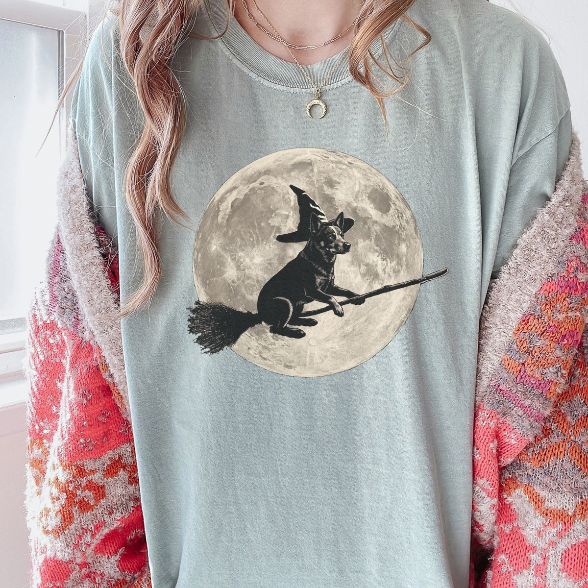 Australian Cattle Dog moon witch t-shirt