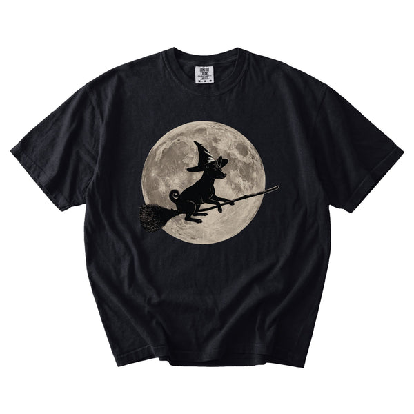 Basenji moon witch t-shirt