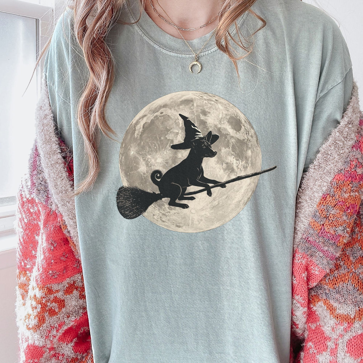 Basenji moon witch t-shirt