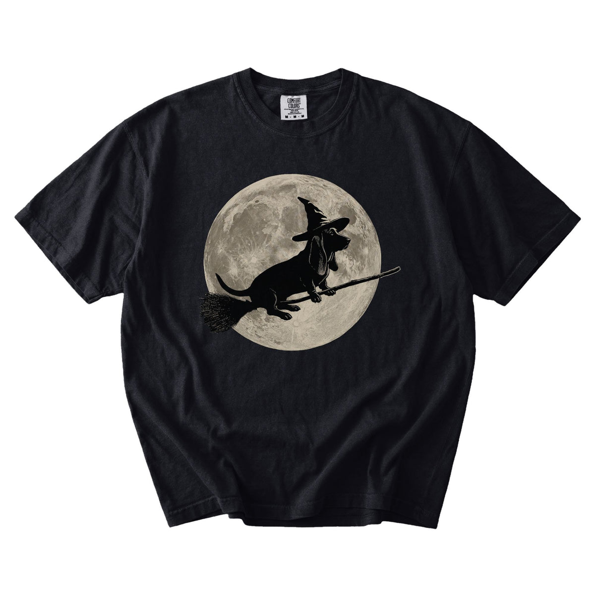 Basset Hound moon witch t-shirt