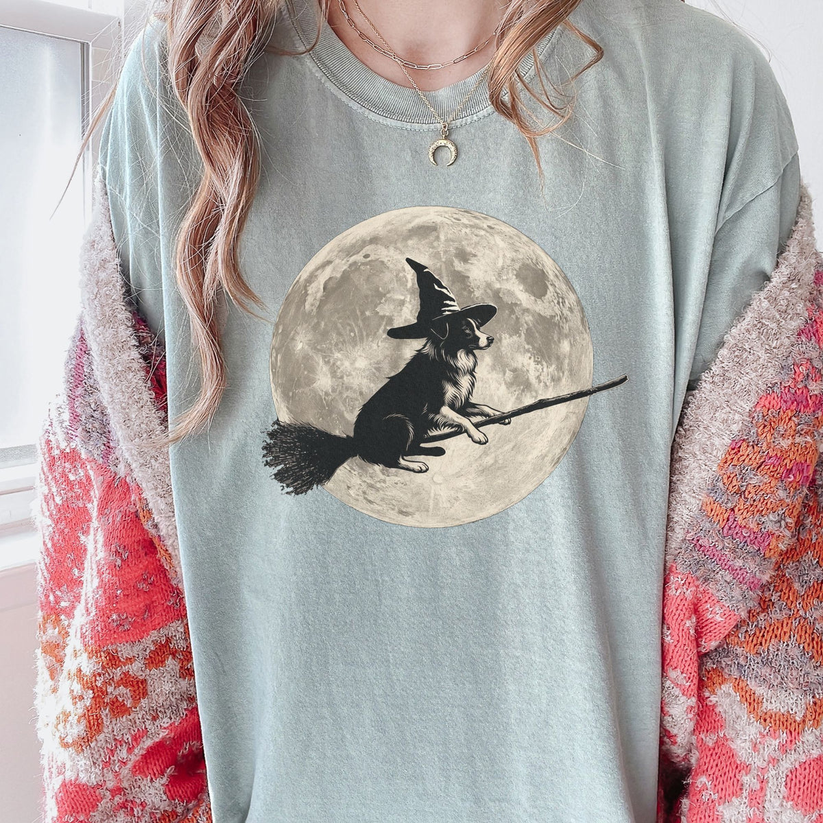 Border Collie moon witch t-shirt