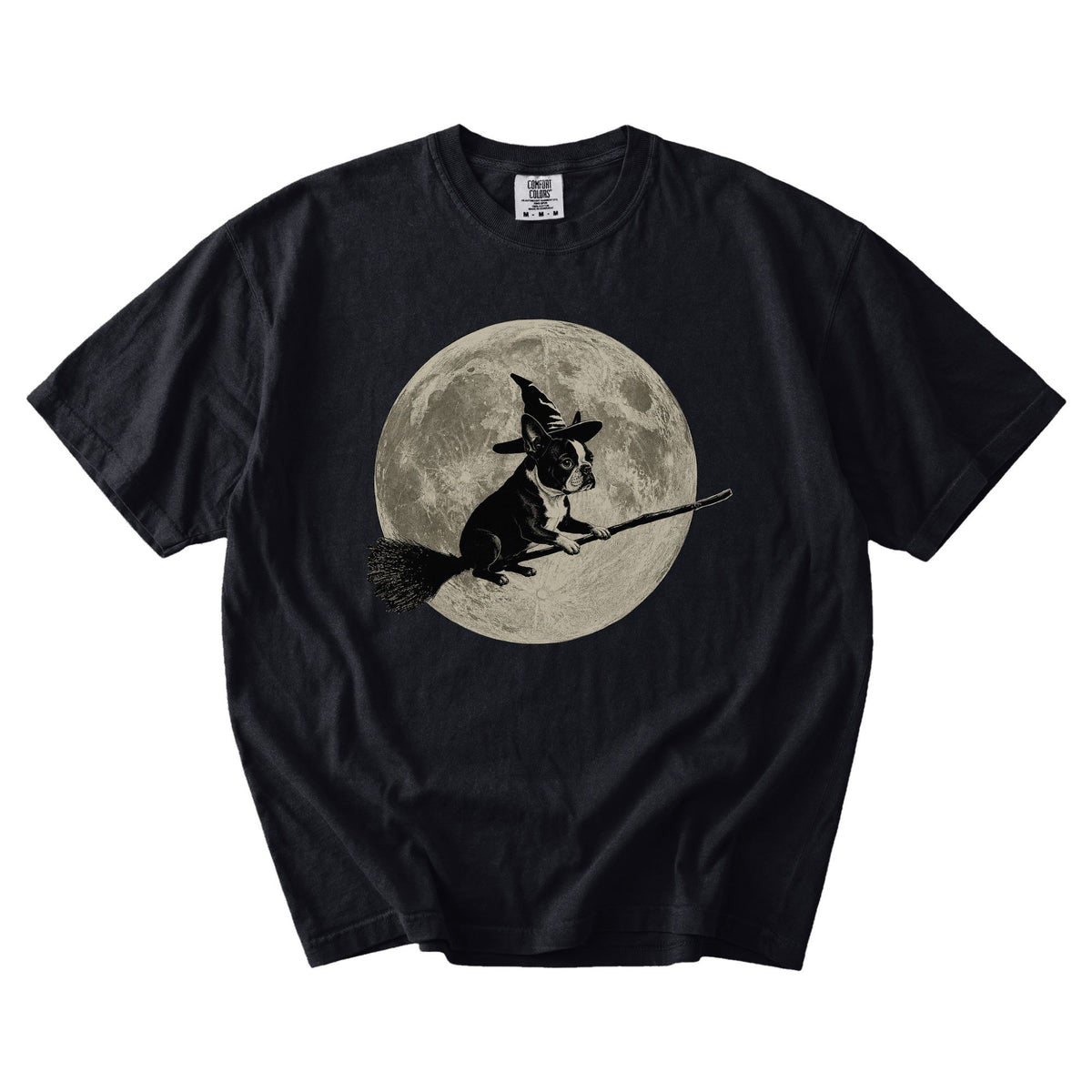 Boston Terrier moon witch t-shirt