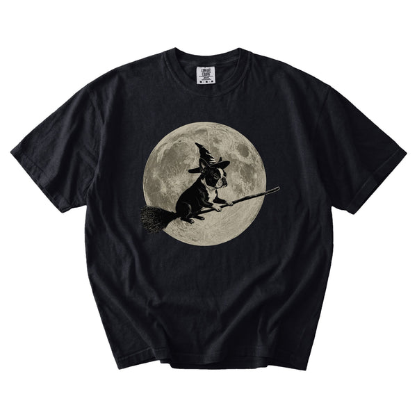 Boston Terrier moon witch t-shirt