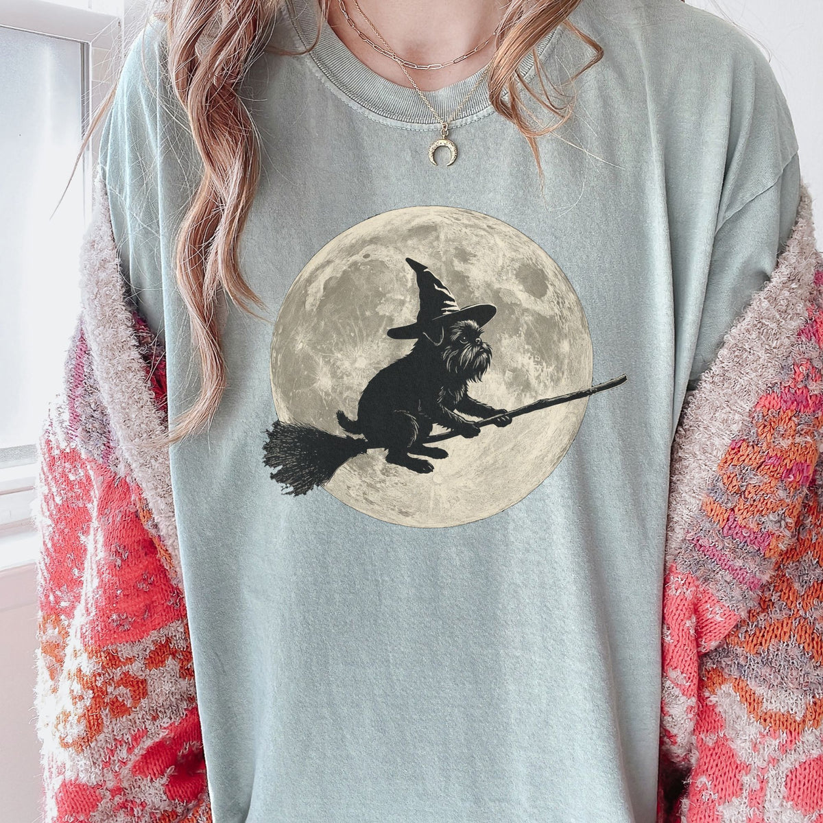 Brussels Griffon moon witch t-shirt