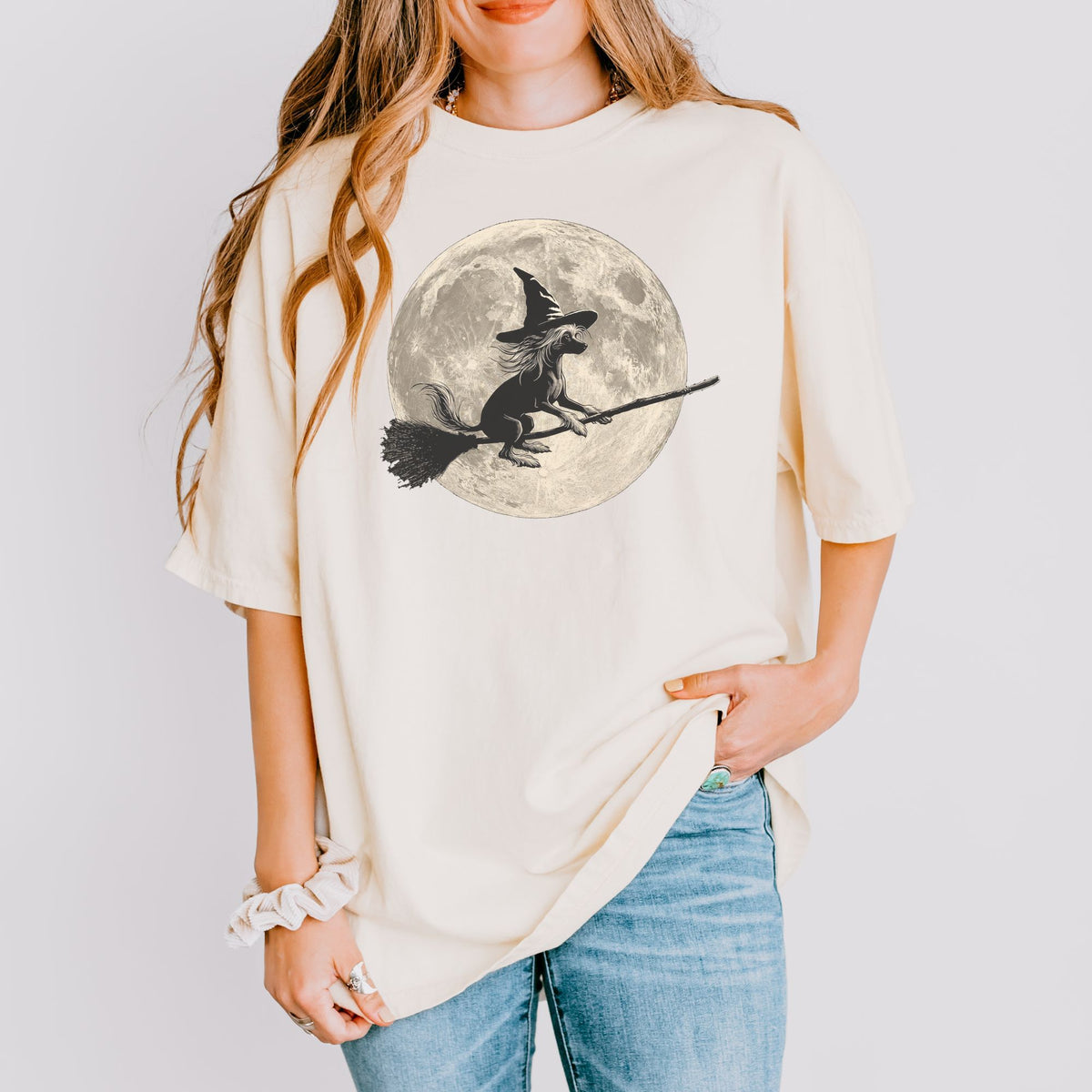 Chinese Crested moon witch t-shirt