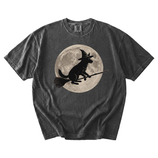 German Shepherd moon witch t-shirt