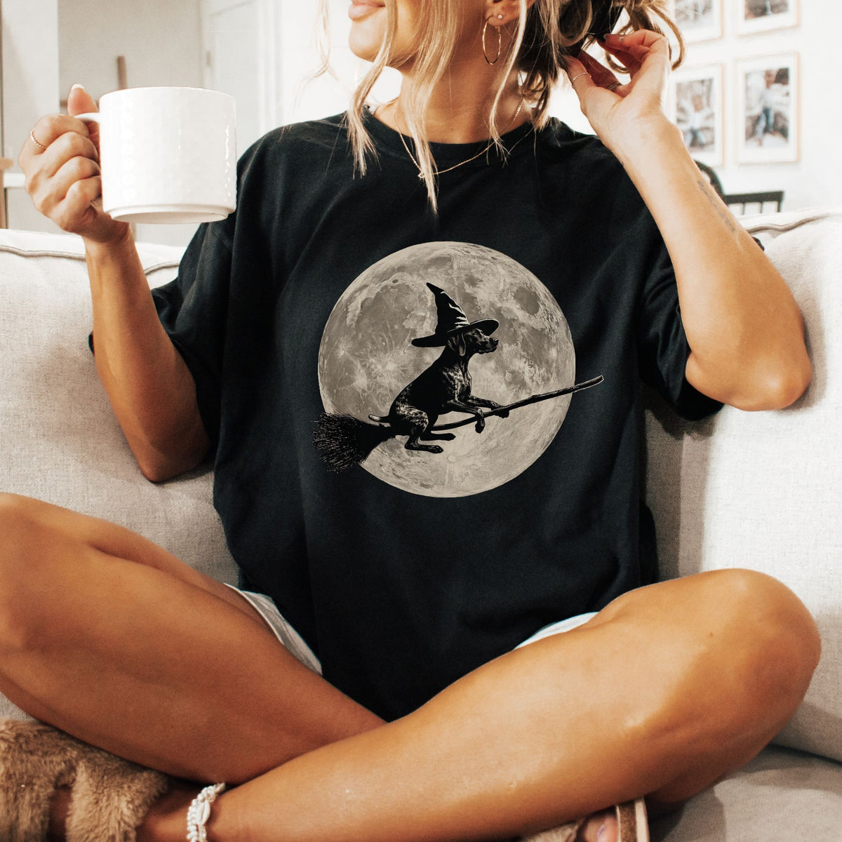 German Shorthaired Pointer moon witch t-shirt