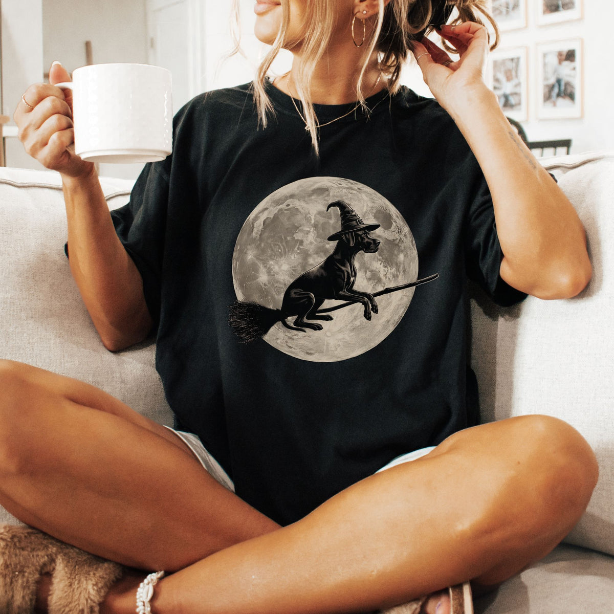 Great Dane moon witch t-shirt
