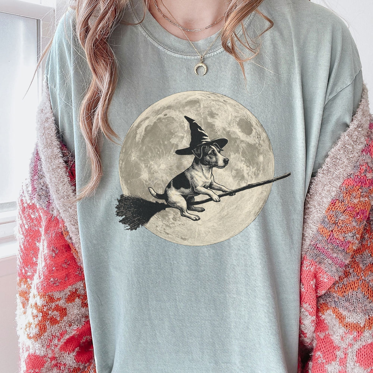 Jack Russell Terrier moon witch t-shirt