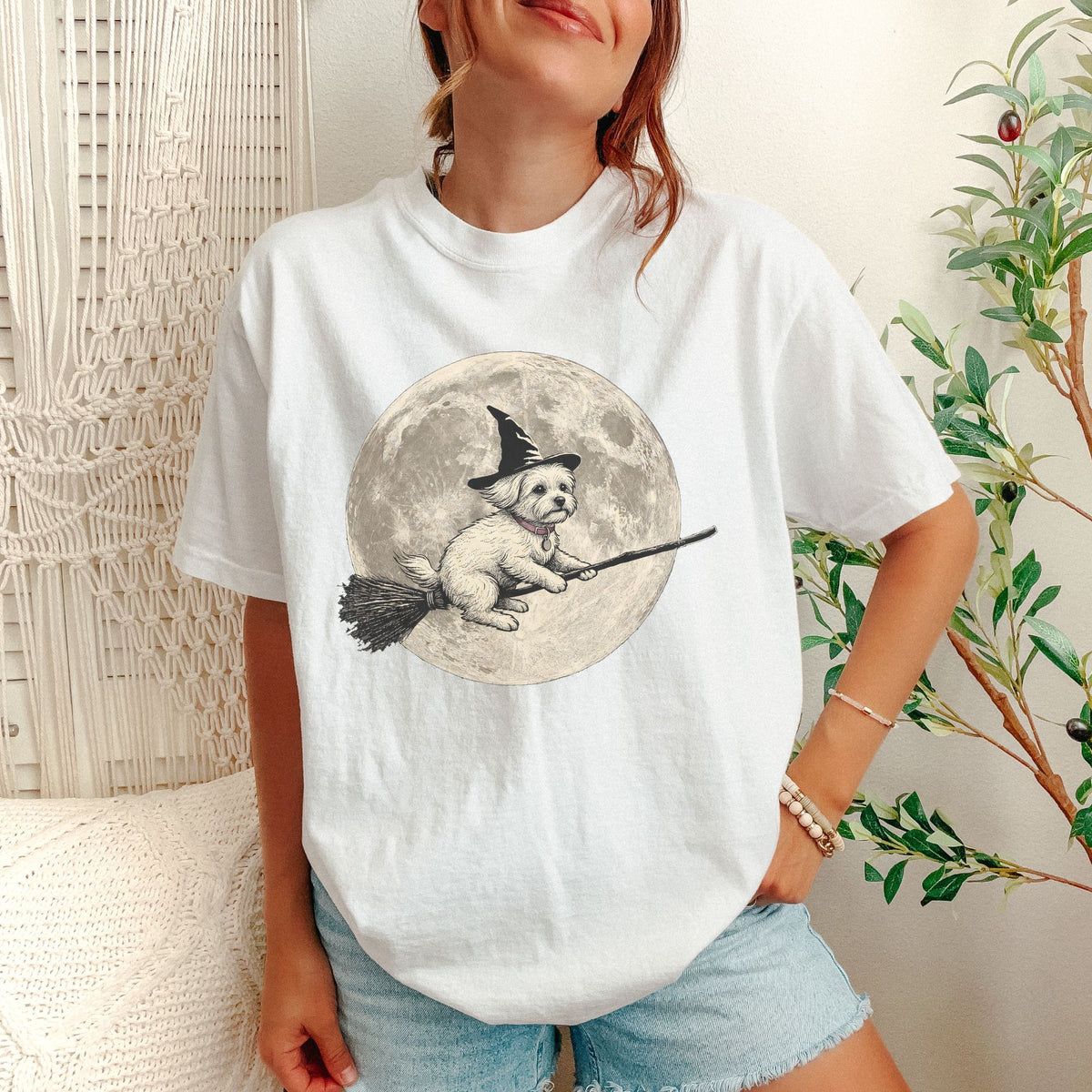 Maltese moon witch t-shirt