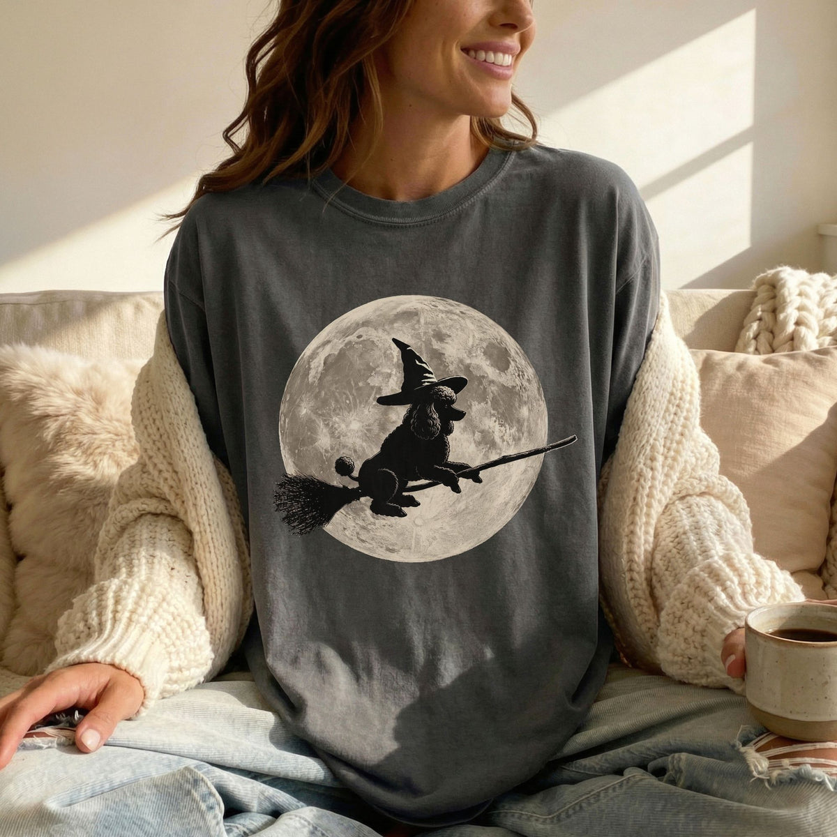 Standard Poodle moon witch t-shirt