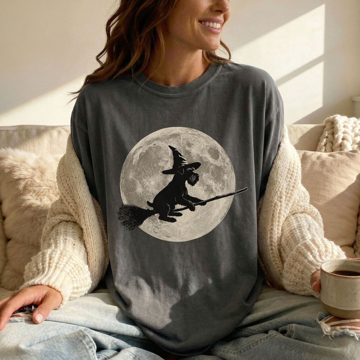 Standard Schnauzer moon witch t-shirt