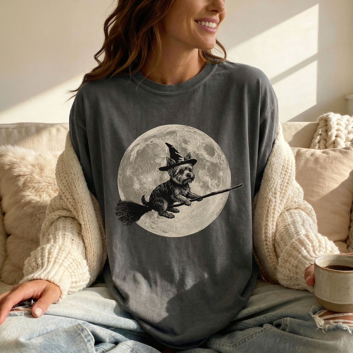 Yorkshire Terrier moon witch t-shirt